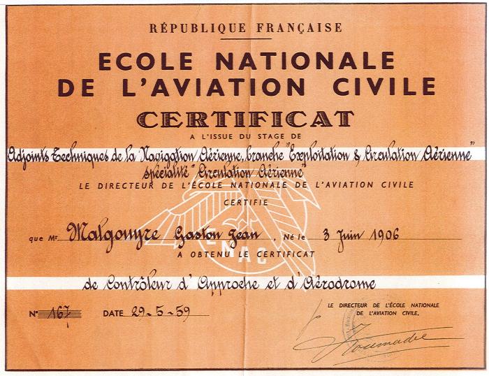 Diplôme de Gaston Malgouyre